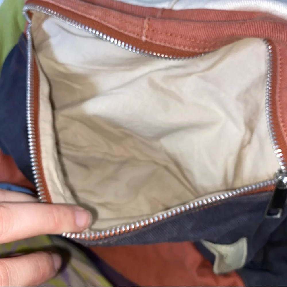 BDG Small Colorblock Backpack Cargo Multi Zipper Neutrals Unique Patchwork